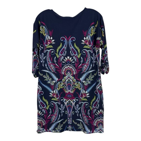 Chico’s Ruched Sleeve Jersey Dress Petite Size Extra Small 00P Shift - Picture 9 of 10